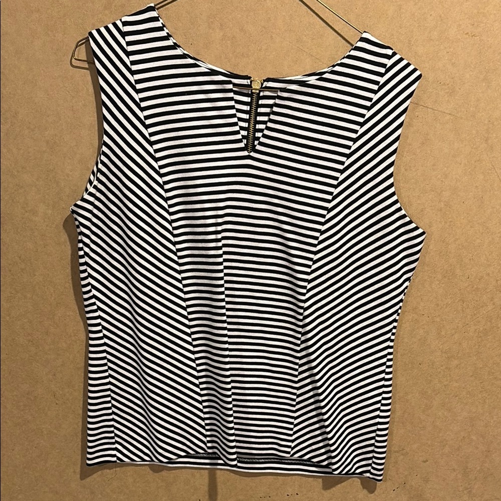Striped Black and White Sleeveless Top